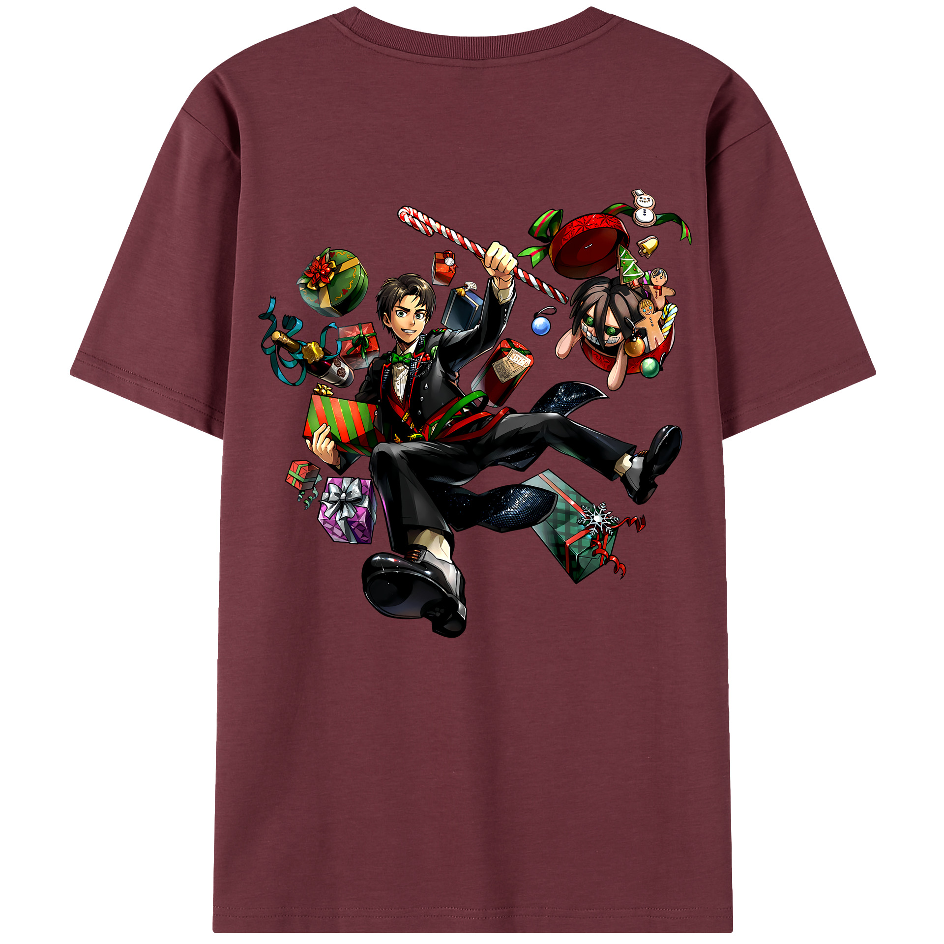 （画像用） 進撃の巨人 エレン･イェーガー Attack on Titan Eren Jäger 綿100％半袖Tシャツ（背面プリント）